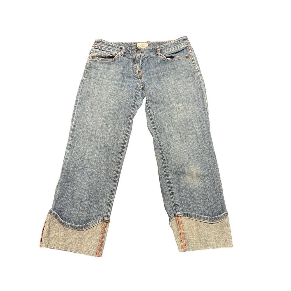 Ann Taylor Loft Marisa Blue Denim Cuffed Crop Capris Jeans Size 4